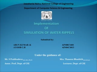 Under the guidance of:
Mr. S Prabhudeva B.E, M.S. (Ph.D) Mrs. Thaseen BhashithB.E,M.Tech
Assoc. Prof, Dept. of CSE Lecturer, Dept. of CSE
Submitted by:
ARUN KUMAR .K 4JN08CS401
AYOOB C.H 4JN04CS013
Jawaharlal Nehru National College of Engineering
Department of Computer Science & Engineering
 