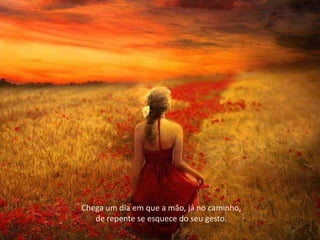 Chega um dia em que a mão, já no caminho,
de repente se esquece do seu gesto.
 