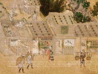 - The building within the protected neighborhoods had official fronts as shops and a community space
both inside the house and in the backyard. At the same time, these shops shared a well in their
common backyard. This is a peculiarity of machiya architecture even now.
 