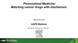 Anton Yuryev, Ph.D.
March 29 2018
AAPS Webinar
Personalized Medicine:
Matching cancer drugs with mechanism.
 