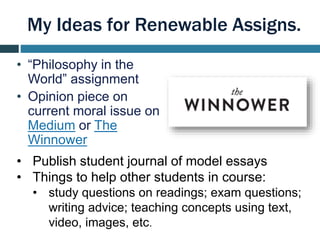Transforming Course Assessments with Backwards Design & Renewable Assignments
