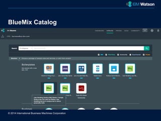 © 2014 International Business Machines Corporation 
New York City 
BlueMix Catalog 
 