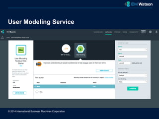 © 2014 International Business Machines Corporation 
New York City 
User Modeling Service 
 