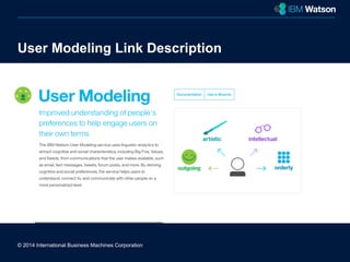 User Modeling Link Description 
© 2014 International Business Machines Corporation 
New York City 
 