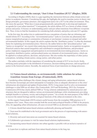 2. Summary of the readings
2.1 Understanding the concept, “Just Urban Transition (JUT)” (Hughes, 2020)
According to Hughes...