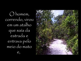 O homem,
correndo, virou
 em um atalho
  que saía da
   estrada e
 entrava pelo
 meio do mato
      e,
 