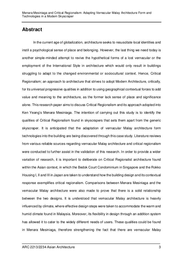 Menara Mesiniaga and Critical Regionalism: Adapting Vernacular Malay u2026