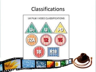 ClassificationSuitable for allA U film should be suitable for audiences aged 4 years and overPositive moral frameworkOffer reassuring counterbalances to any violence, threat or horrorNo potentially dangerous behaviour which young children could copyNo emphasis on weaponsScary sequences mild, brief and unlikely to cause undue anxiety to young children