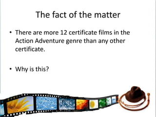 Why 12?Wider AudiencesMore appealing to adults Youngish children can go with their parents to see the film encouraging both demographics to see the film 