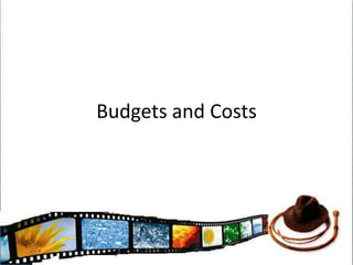 Film BudgetingRefers to the process by which a line producer, unit production manager or filmmaker prepares a budget for a film production. This document, which could be over 150 pages long, is used to secure financing for the film and lead to pre-production and production of the film. Multiple drafts of the budget may be required to whittle down costs.