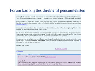 Forum kan knyttes direkte til pensumteksten 