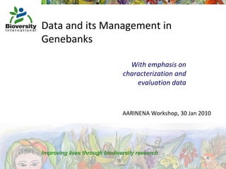 Data and its Management in Genebanks AARINENA Workshop, 30 Jan 2010 With emphasis on characterization and evaluation data 