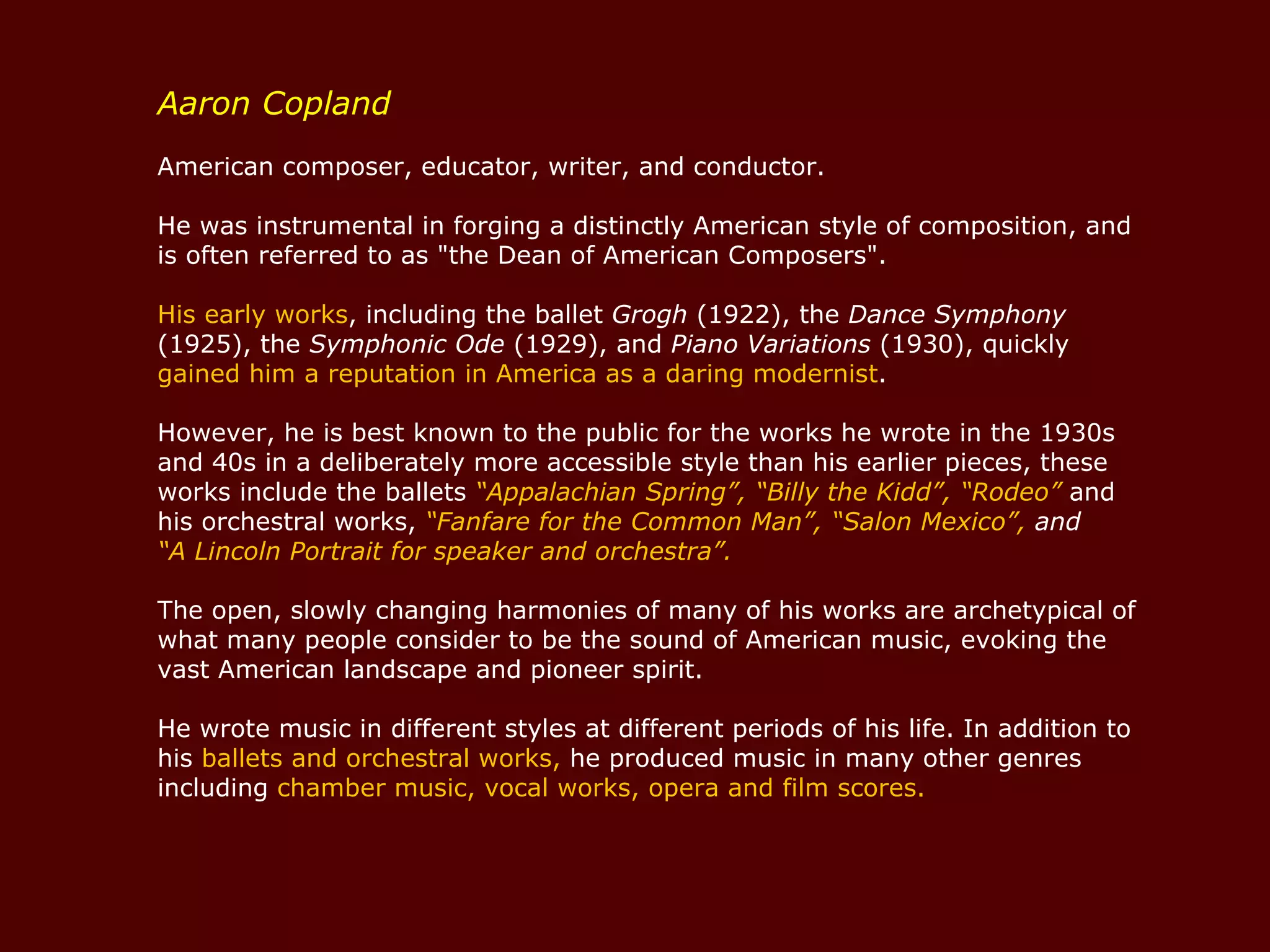 Aaron copland biography pps
