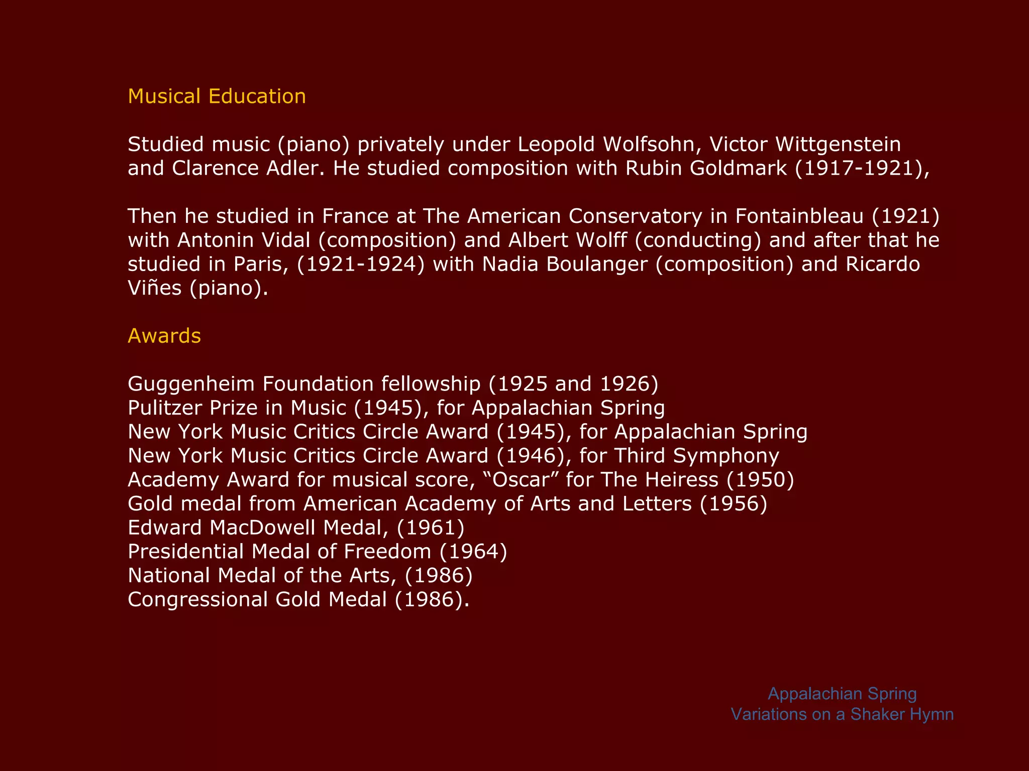 Aaron copland biography pps