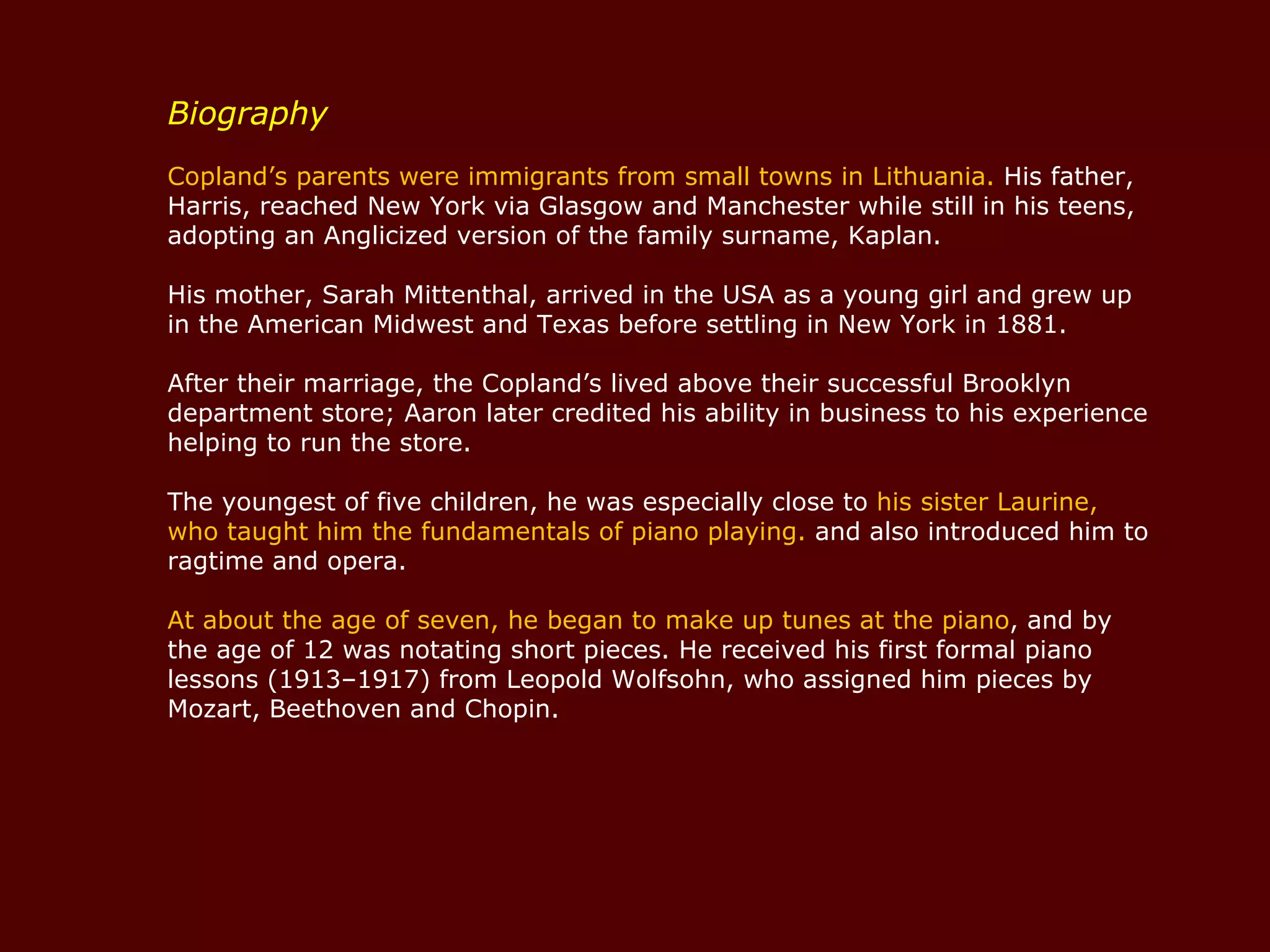 Aaron copland biography pps