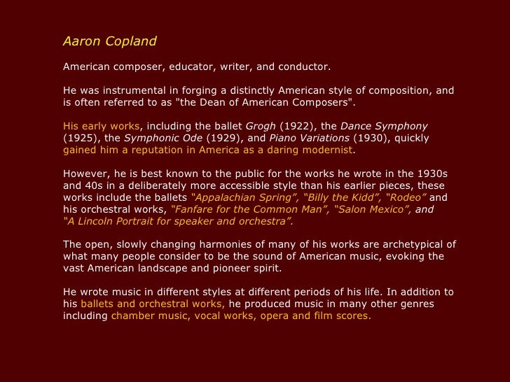 aaron copland biography copland orchestral works