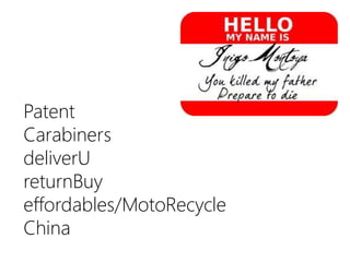 Patent
Carabiners
deliverU
returnBuy
effordables/MotoRecycle
China

 