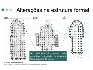 Alterações na estrutura formal




        A cabeceira tornou-se mais
        complexa, ocupando cerca de um
        terço da área da igreja
 
