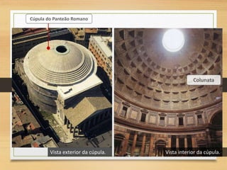 Colunata
Cúpula do Panteão Romano
Vista interior da cúpula.Vista exterior da cúpula.
 