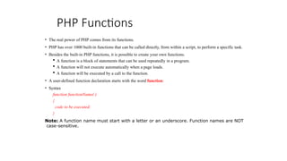 Aarryas and functions and it's types in php | PPTX