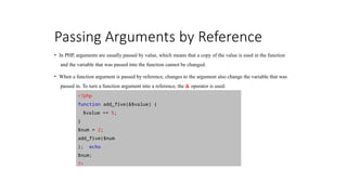 Aarryas and functions and it's types in php | PPTX