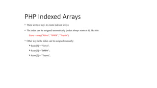 Aarryas and functions and it's types in php | PPTX