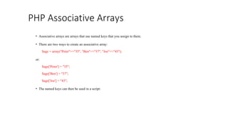 Aarryas and functions and it's types in php | PPTX
