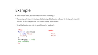 Aarryas and functions and it's types in php | PPTX
