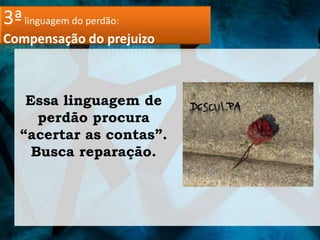 3ª linguagem do perdão:
Compensação do prejuizo



    Essa linguagem de
      perdão procura
   “acertar as contas”.
     Busca reparação.
 