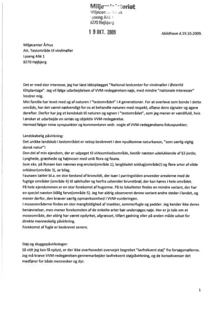 19.10.2009, Lene Overgaard: Indsigelse Akt nr. 41, flora, kronvildt, støj, vandstand, trækfugle mm