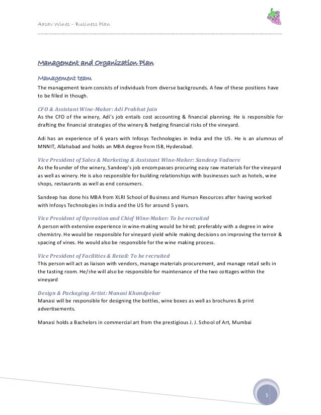 Aasav wines business plan winery entrepreneurship 2009