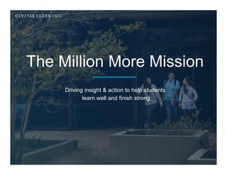 Civitas Learning, Inc.
The Million More Mission
Driving insight & action to help students
learn well and finish strong
 