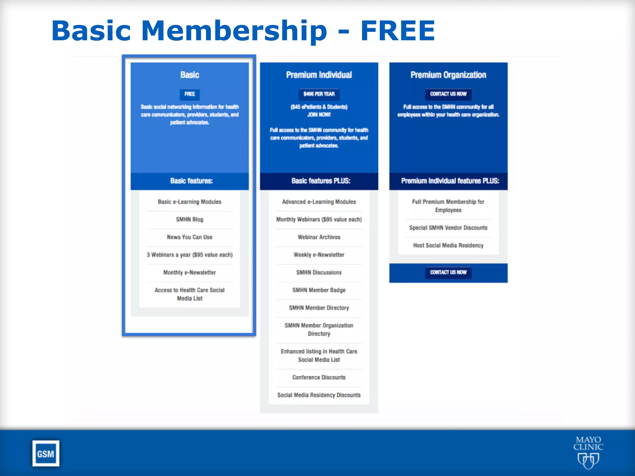 Basic Membership - FREE
 