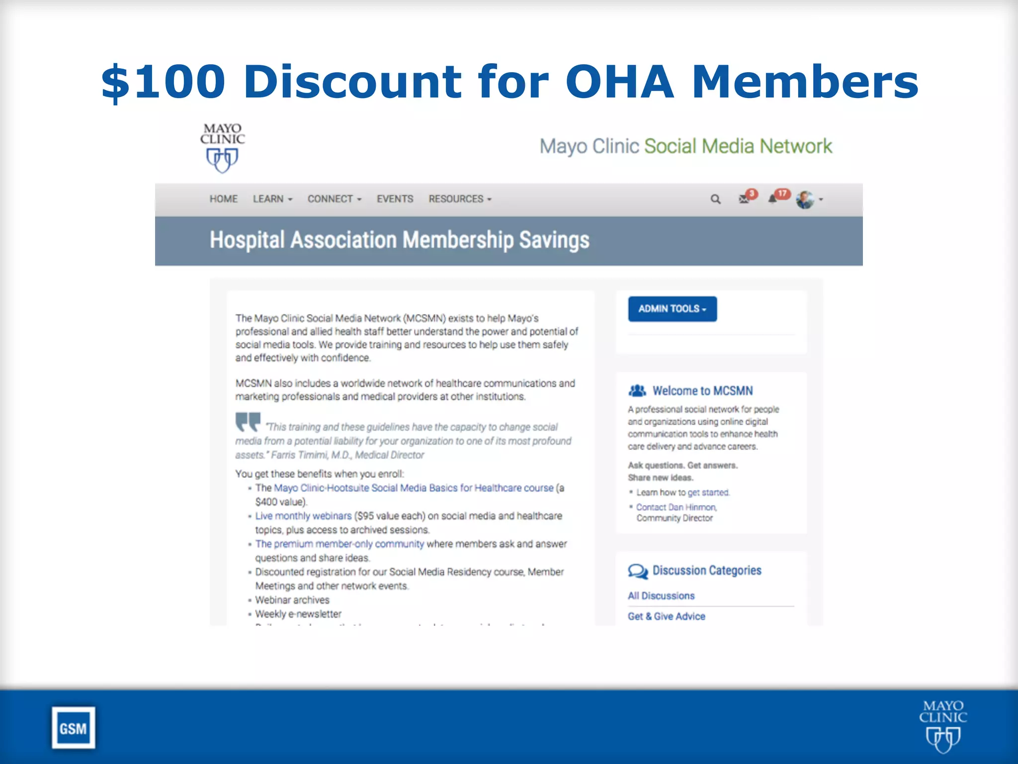 $100 Discount for OHA Members
 