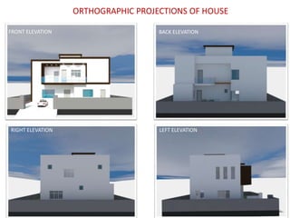 ORTHOGRAPHIC PROJECTIONS OF HOUSE
FRONT ELEVATION BACK ELEVATION
RIGHT ELEVATION LEFT ELEVATION
 