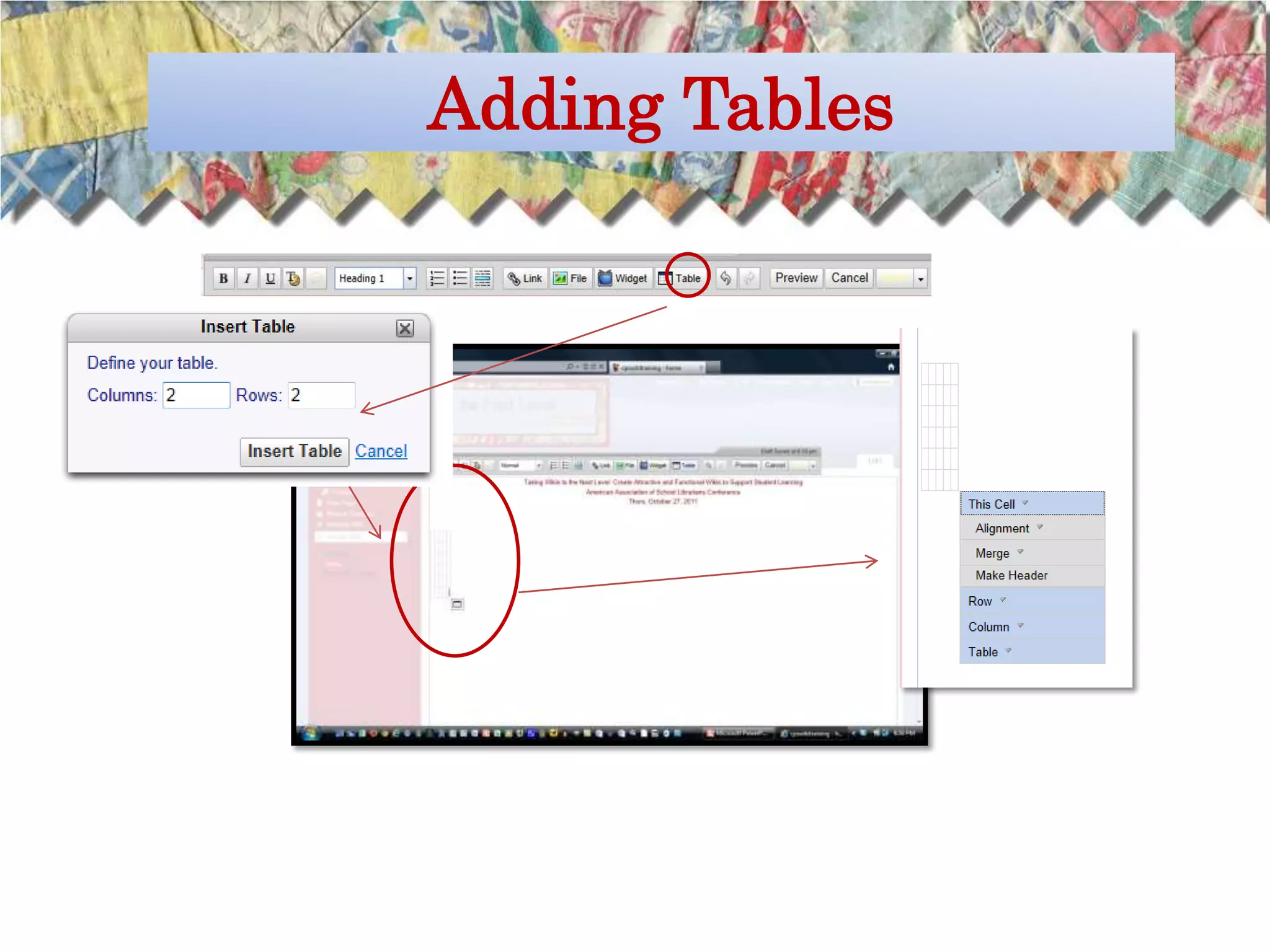 Adding Tables
 