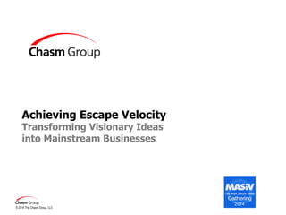 Achieving Escape Velocity
Transforming Visionary Ideas
into Mainstream Businesses

© 2014 The Chasm Group, LLC

 