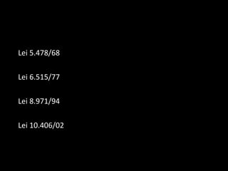 Lei 5.478/68 Lei 6.515/77 Lei 8.971/94 Lei 10.406/02 