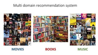 Multi domain recommendation system




MOVIES           BOOKS               MUSIC
 