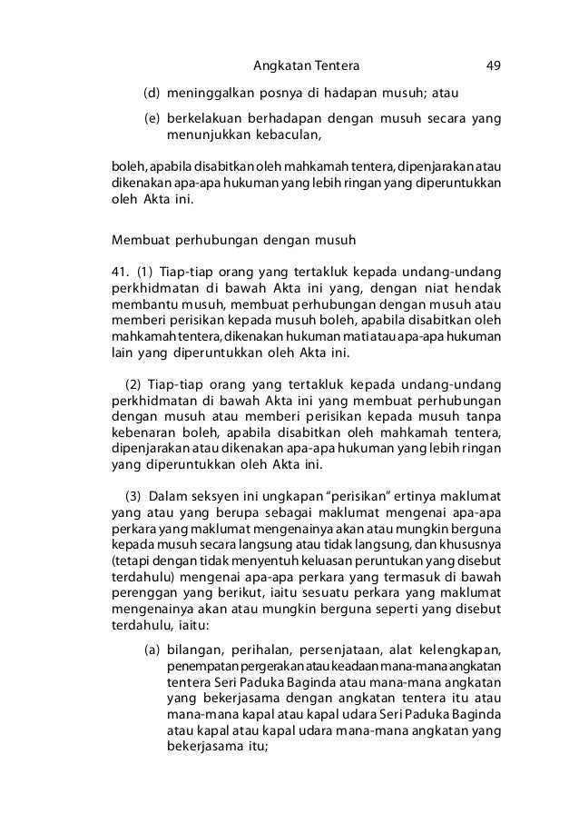 Warta kerajaan akta angkatan tentera