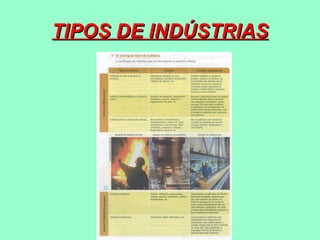 TIPOS DE INDÚSTRIAS
 