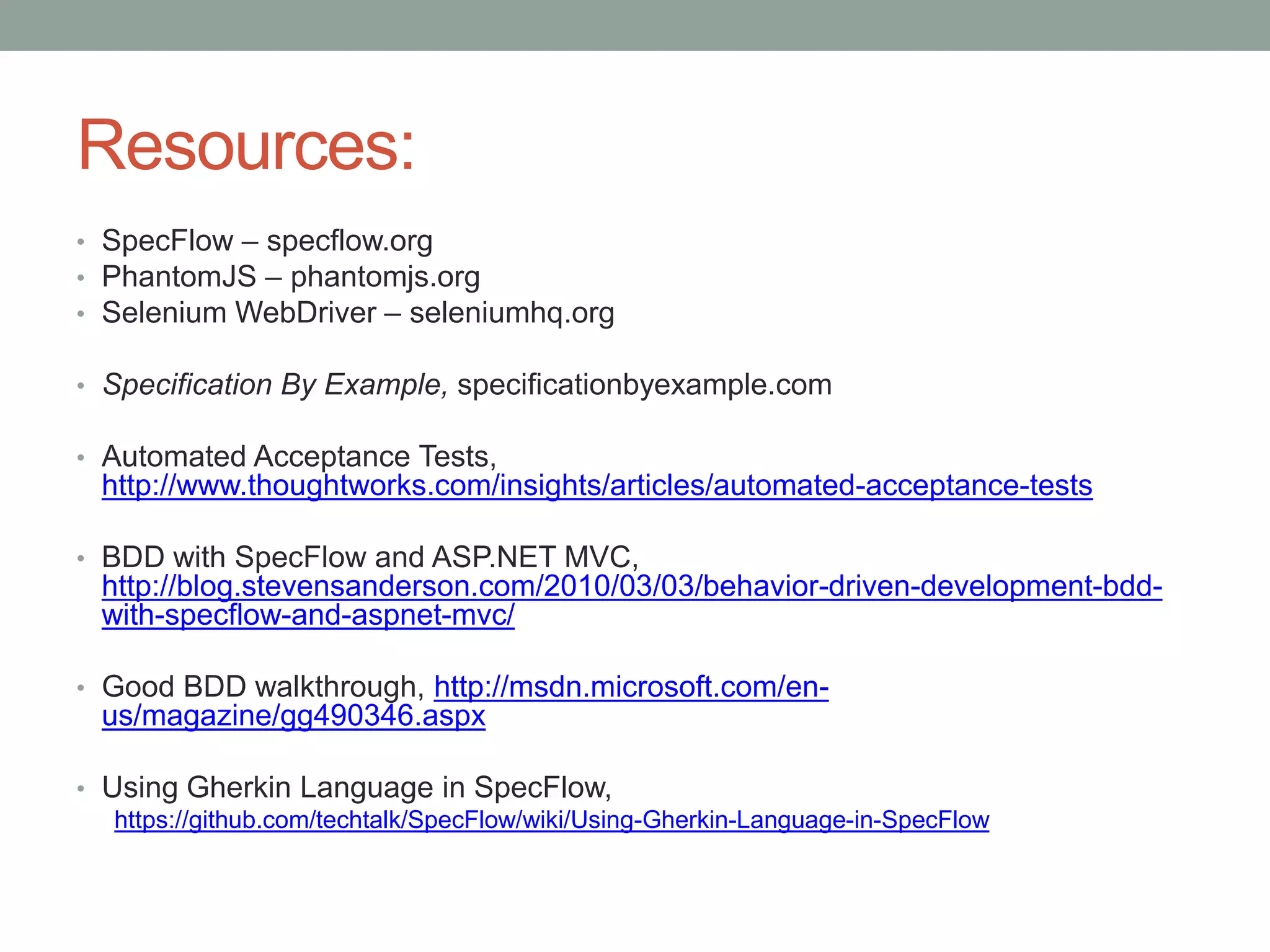 SpecFlow Workflow with Page Object
 