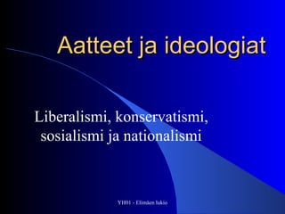 Aatteet ja ideologiat Liberalismi, konservatismi, sosialismi ja nationalismi YH01 - Elimäen lukio 