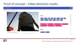 Artificial Intelligence (AI) in media applications and services © IRT 2019
44
Proof of concept – Video detection results
 