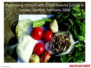 Purchasing of food with 5,000 Kwacha (US$1) in Lusaka, Zambia, February 2008 Photo: Mwila Mulumbi 
