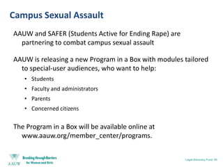 National Girls Collaborative Project (NGCP)New AAUW quarterly e-newsletter features:AAUW member-led programs and 