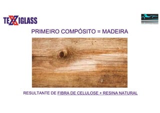 PRIMEIRO COMPÓSITO = MADEIRA
RESULTANTE DE FIBRA DE CELULOSE + RESINA NATURAL
 