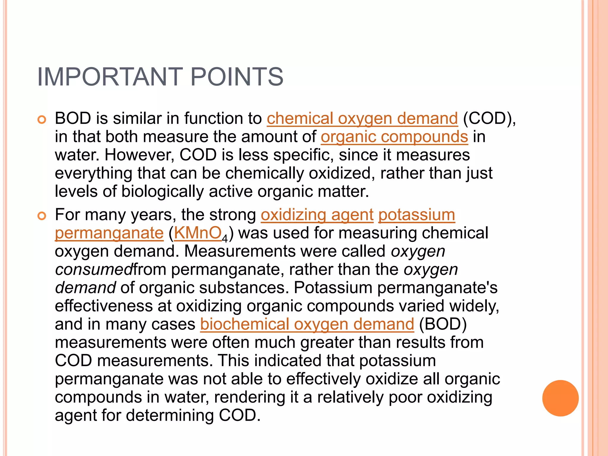 Biochemical oxygen demand (BOD) AND Chemical Oxygen Demand PDF | PPTX