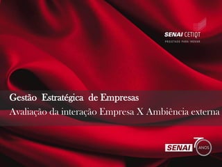 Avaliação da interação Empresa X Ambiência externa
Gestão Estratégica de Empresas
 