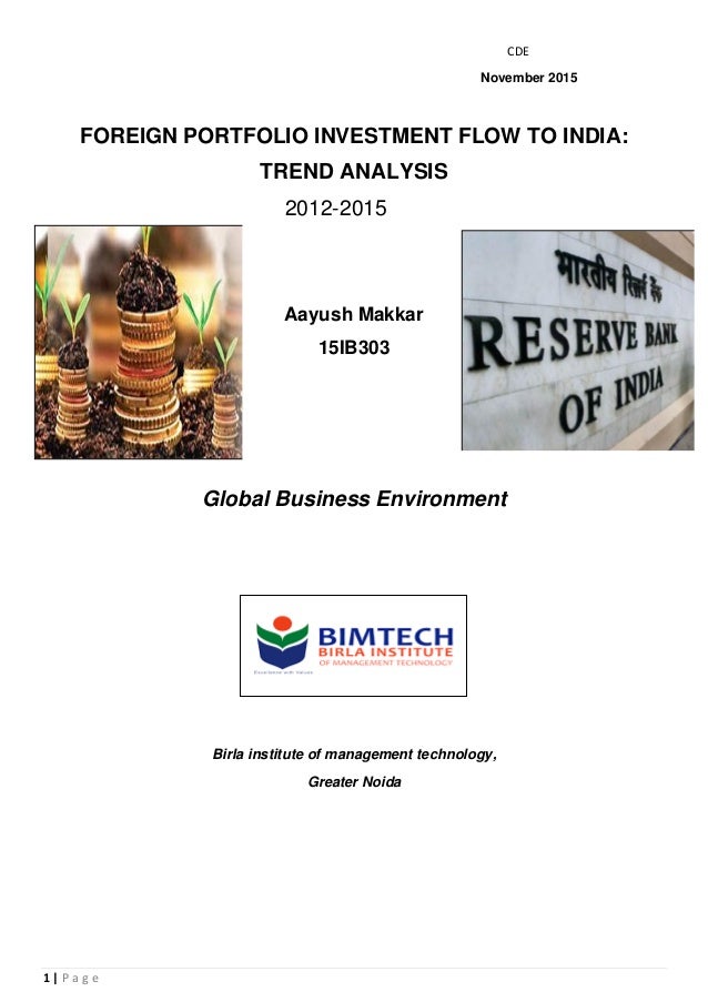FOREIGN PORTFOLIO INVESTMENT FLOW TO INDIA TREND ANALYSIS (20122015)